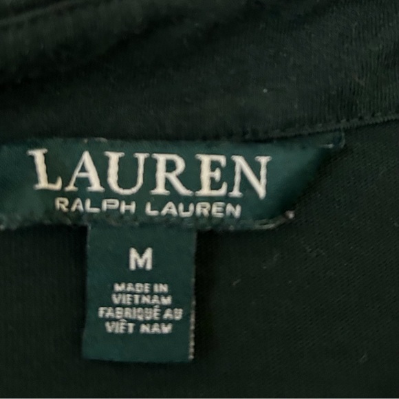 Ralph Lauren Lauren Hunter Green Boat Neck Shirt with Gold Logo Buttons Size med - Picture 3 of 7